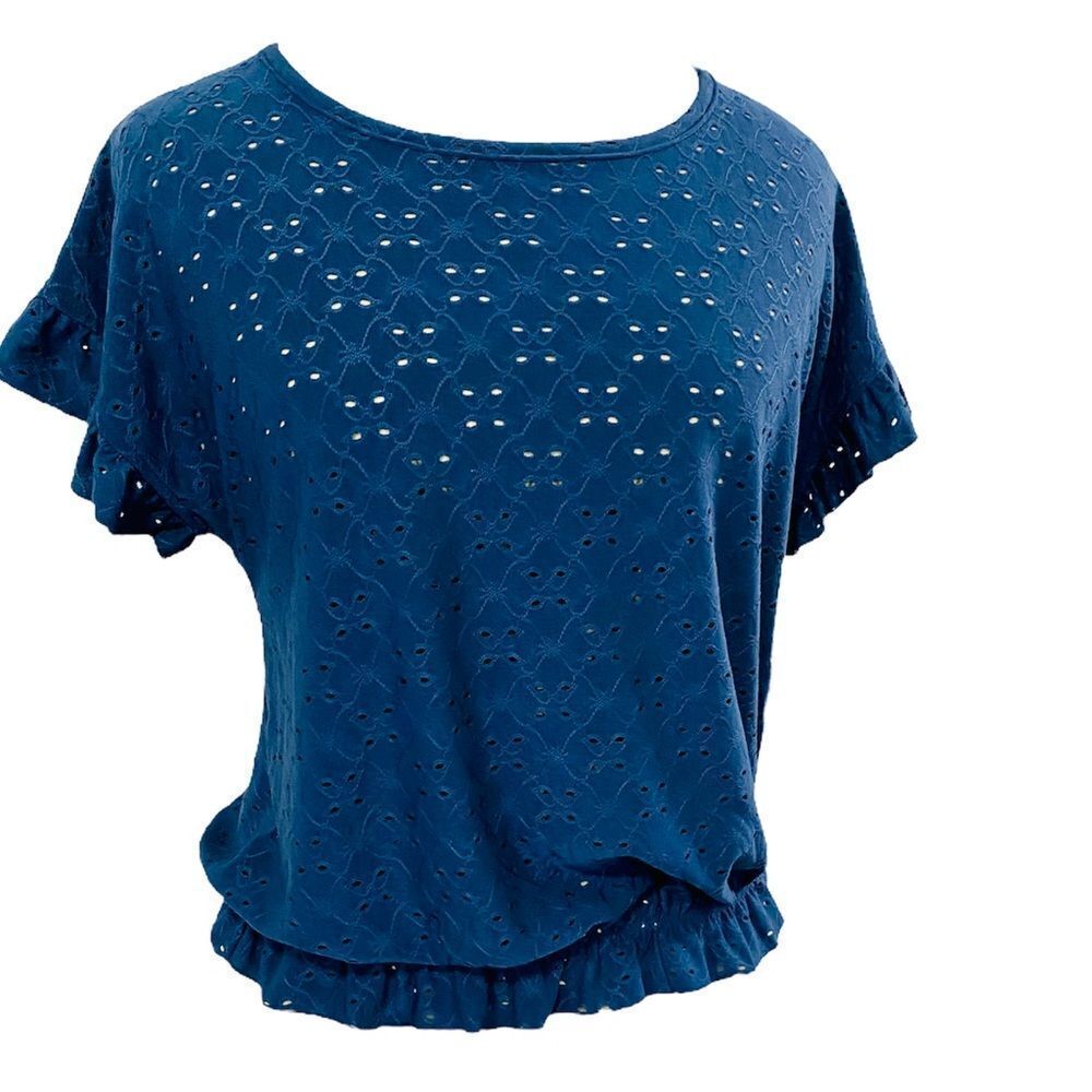Rewind | Navy Eyelet Boho Top